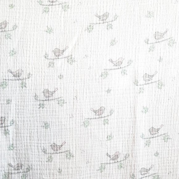 Aden + Anais Birds On Branches White Muslin Swaddle Baby Blanket 44" X 42" - Picture 2 of 4